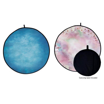 Round Double-sided Floral /Pink Collapsible Backdrop 5'W(1.5m)x5'H(1.5m) IBD-ZB02